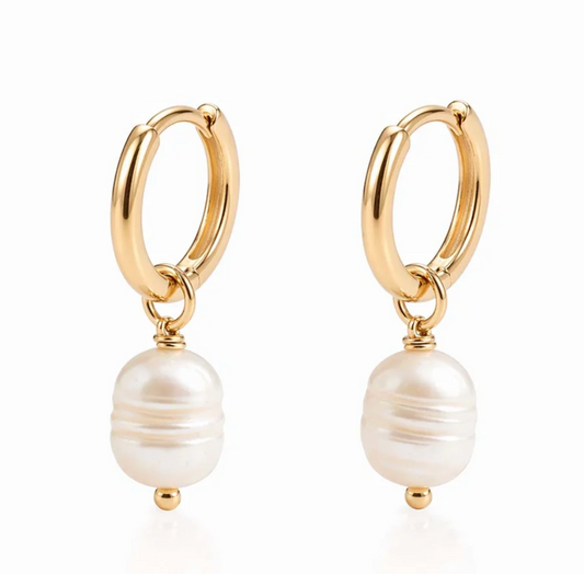 Natural Pearls SS Hoop