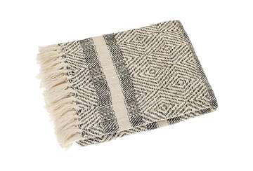 Iron Grey Jacquard Stripe Throw