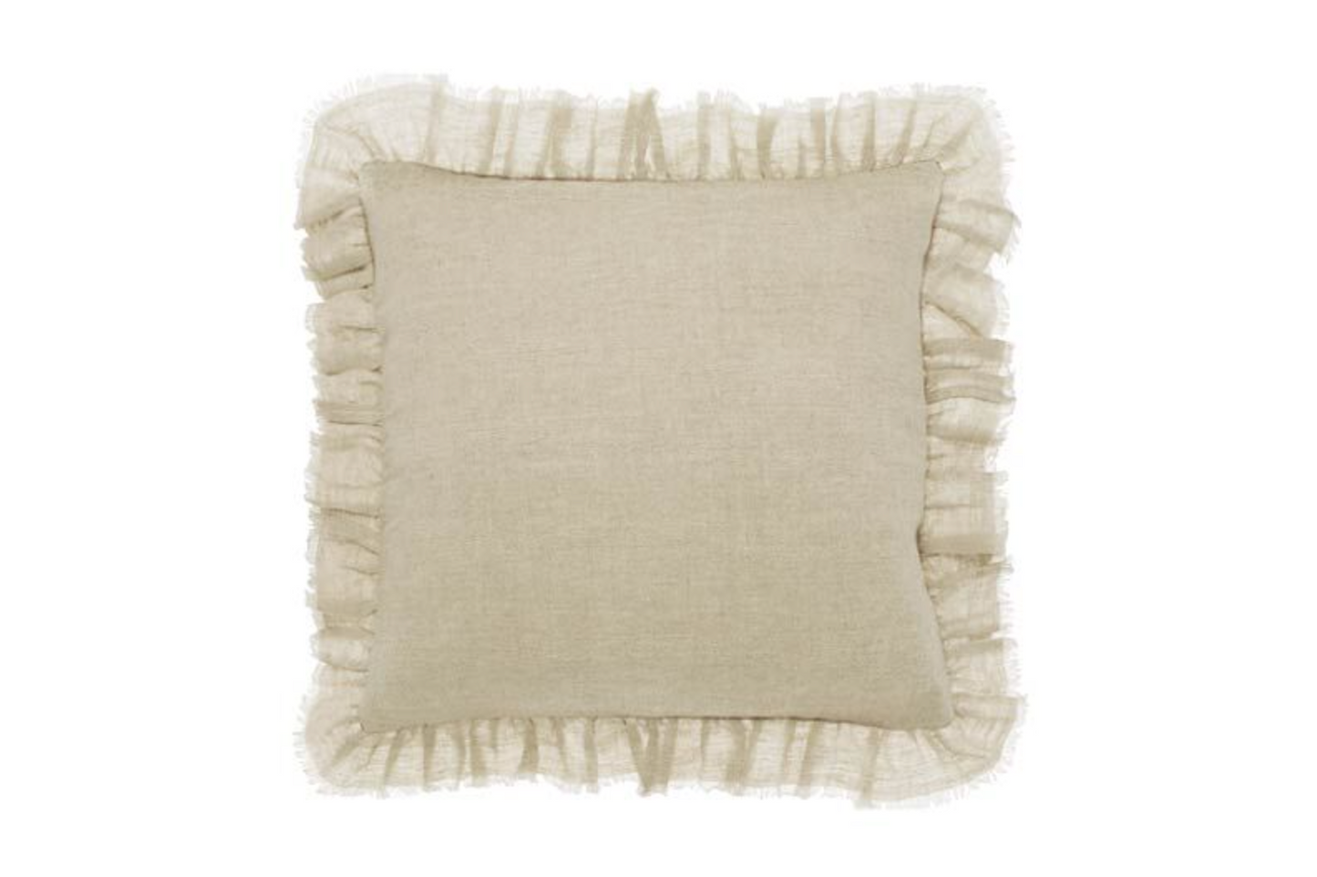 Natural Pure Linen Ruffle Cushion