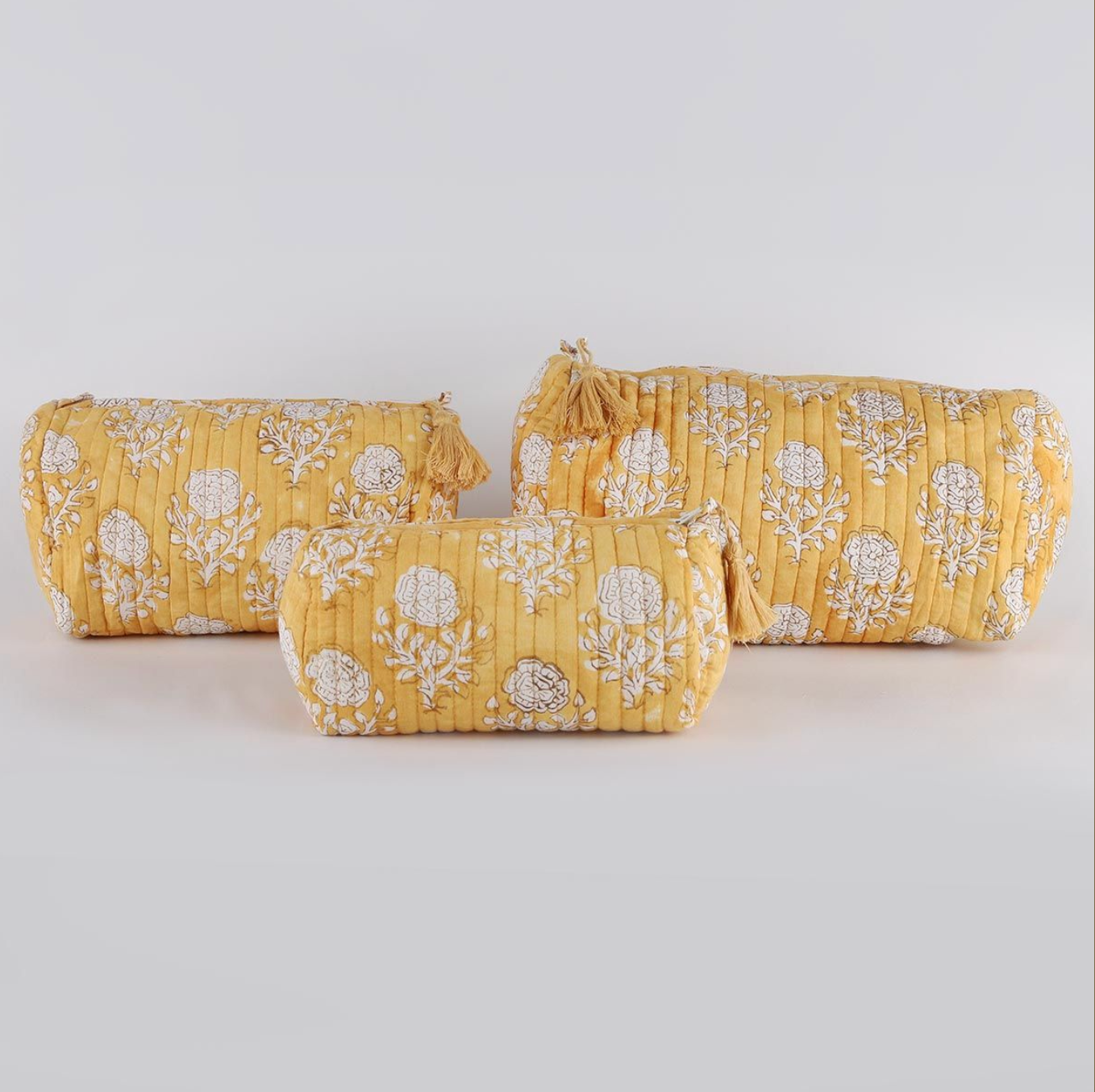 Mustard Set Of 3 Toiletry Bags