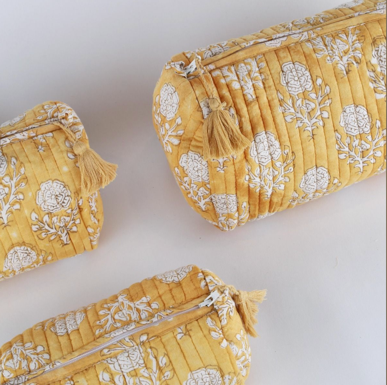 Mustard Set Of 3 Toiletry Bags