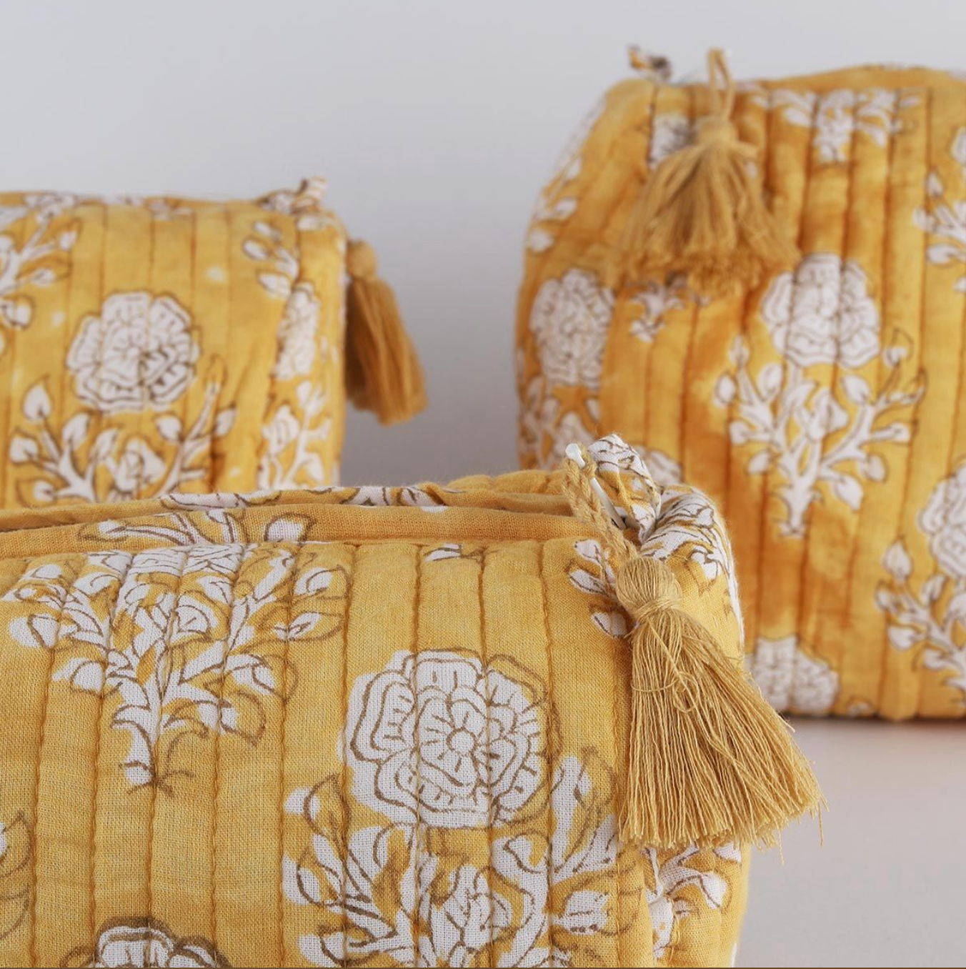 Mustard Set Of 3 Toiletry Bags